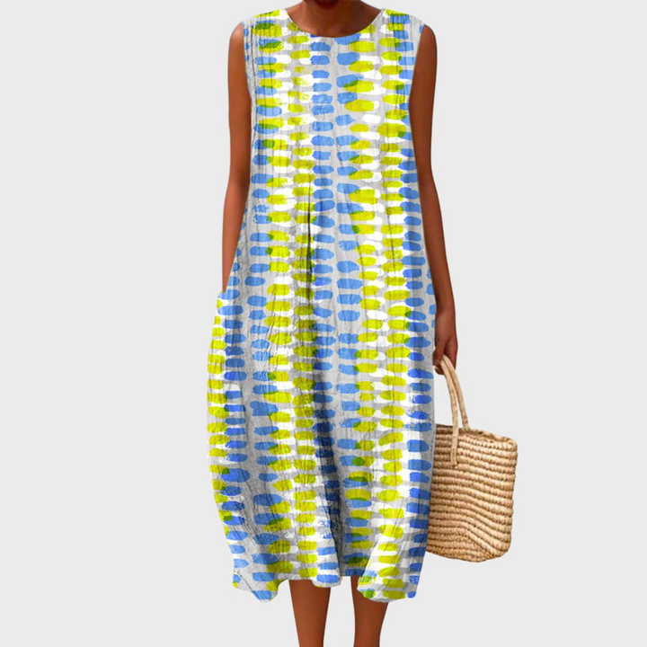 Grace | Women's Checked Linen Midi Dress