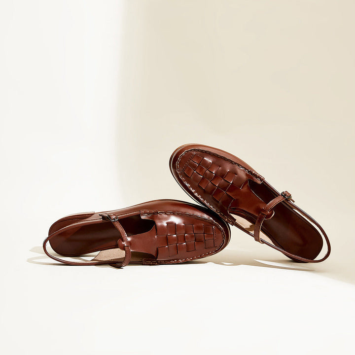 ELVIRA™ – Woven Leather Slingback Sandals