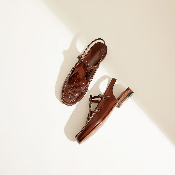 ELVIRA™ – Woven Leather Slingback Sandals