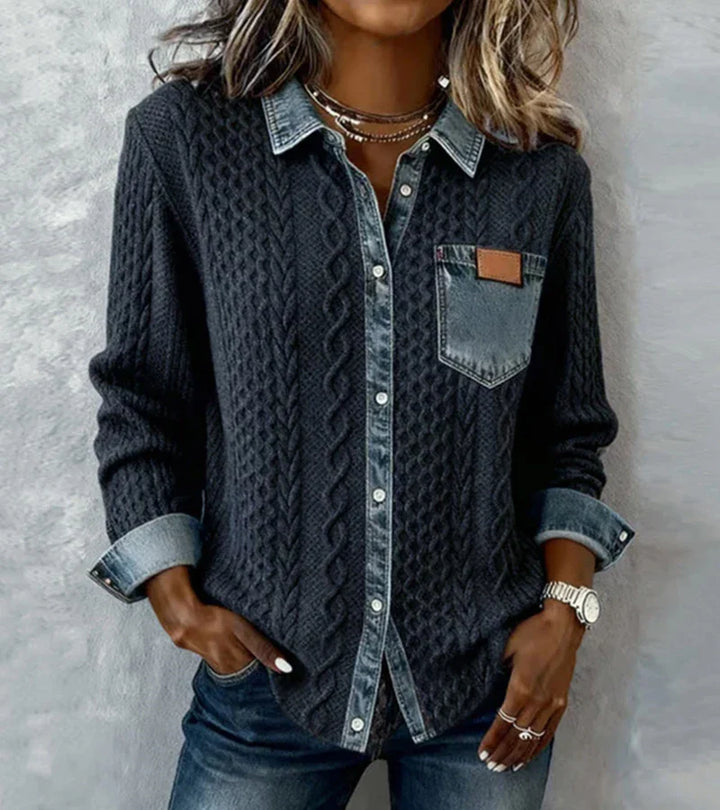 ARIANE™ – Elegant Cable Knit Button Top