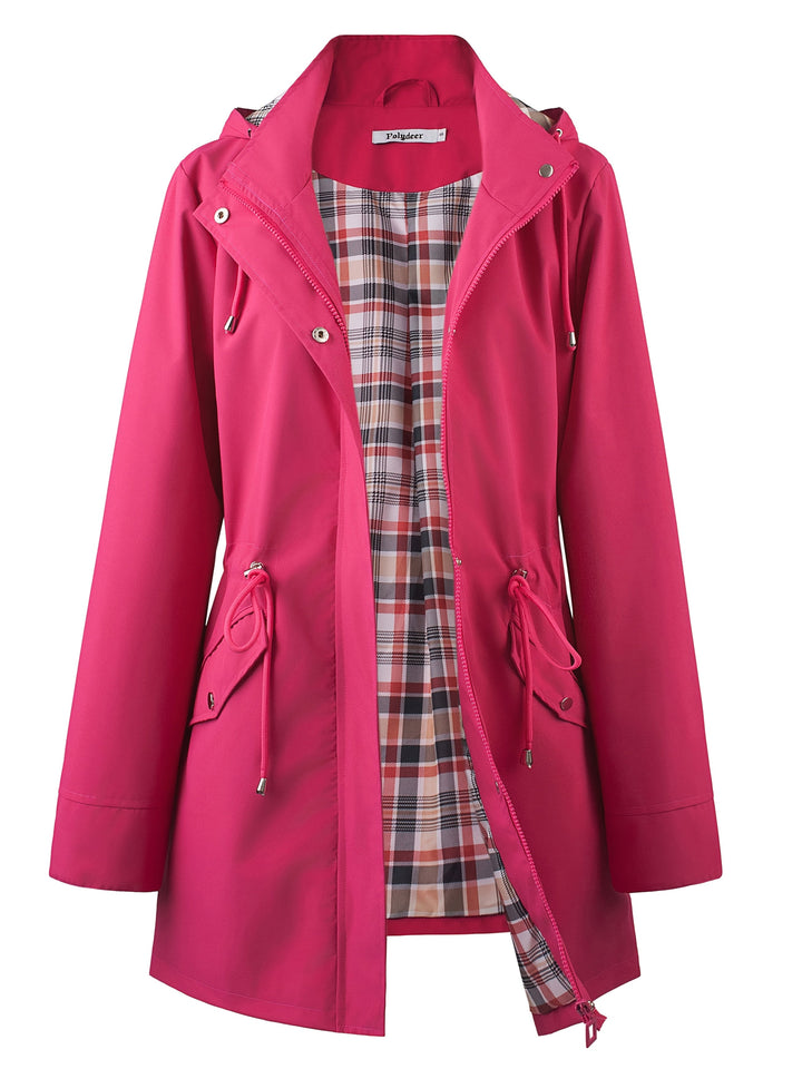 Veronica™ | Plaid Lined Drawstring Waist Hooded Parka Jacket