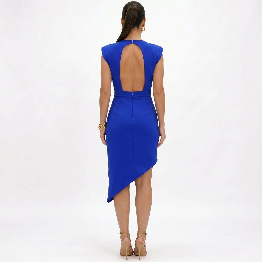AURORA™ – Asymmetric Elegance Midi Dress