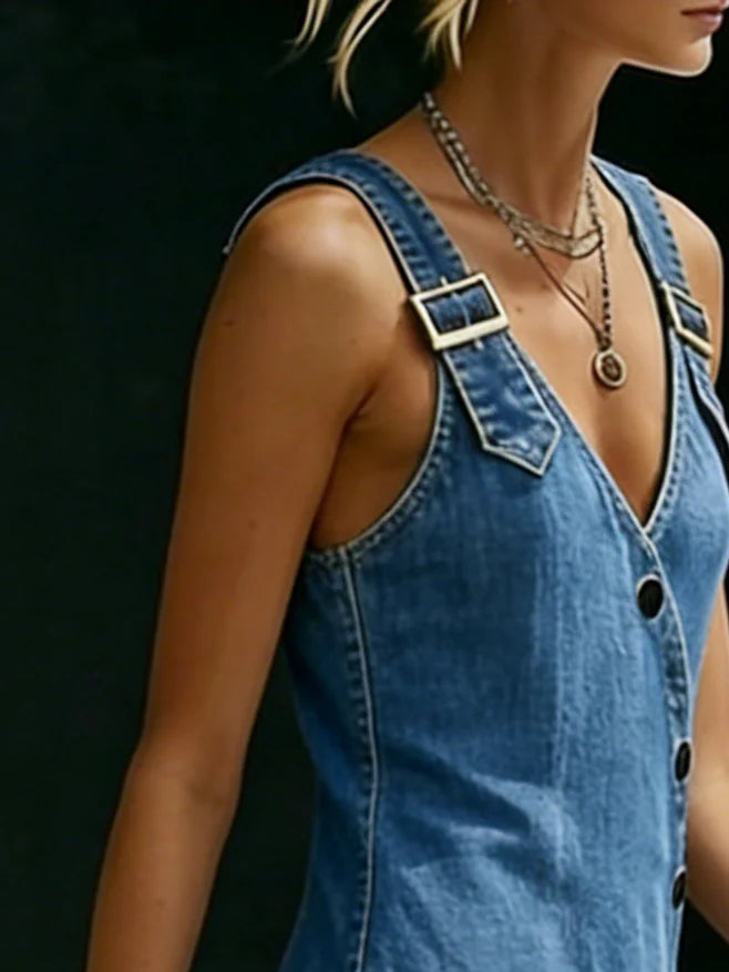 Vera | Long Denim Button Dress