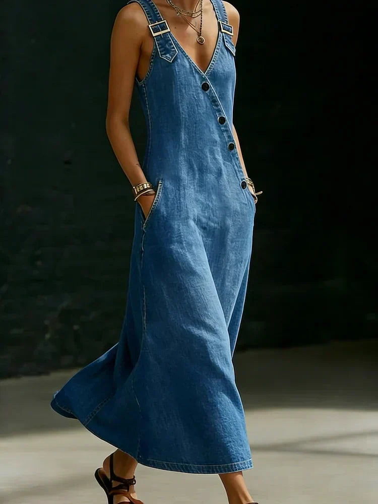 Vera | Long Denim Button Dress