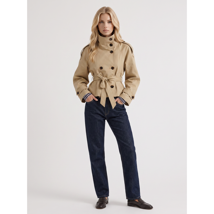Noelle | Cropped Trench Coat With Belt