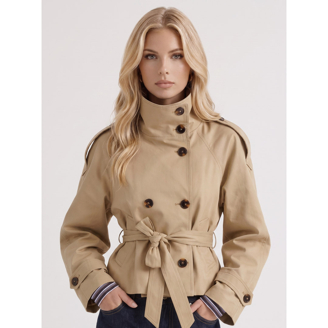 Noelle | Cropped Trench Coat With Belt