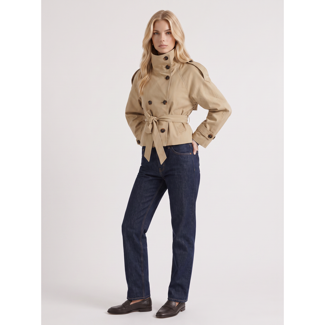 Noelle | Cropped Trench Coat With Belt