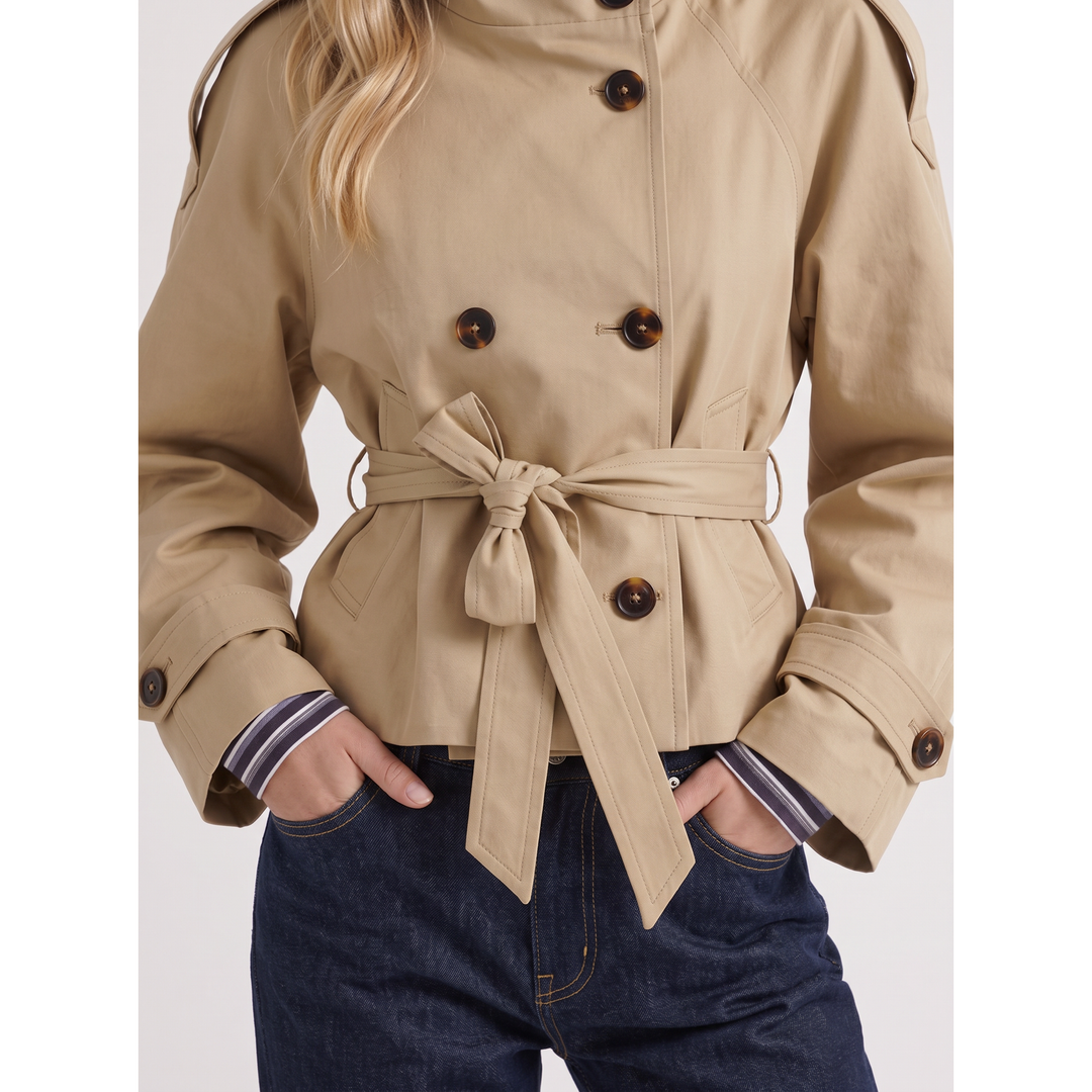 Noelle | Cropped Trench Coat With Belt