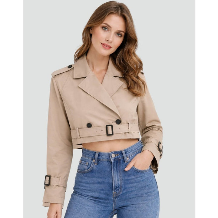 Mirelle | Cropped Trench Coat With Buckle Belt