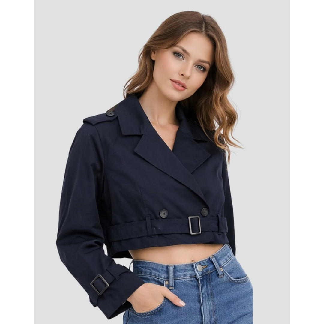 Mirelle | Cropped Trench Coat With Buckle Belt