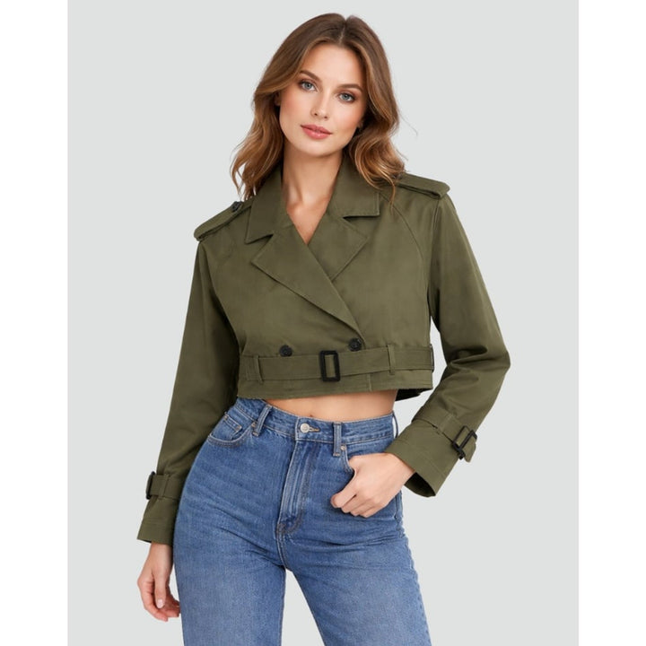 Mirelle | Cropped Trench Coat With Buckle Belt