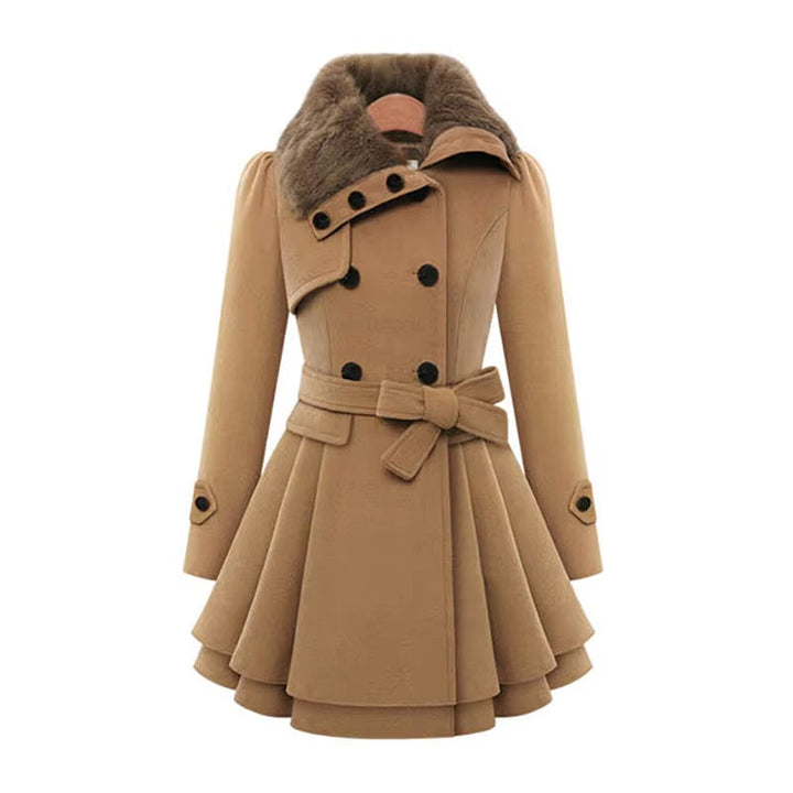 Cordelia™ | Faux-fur collar belted fit-and-flare coat