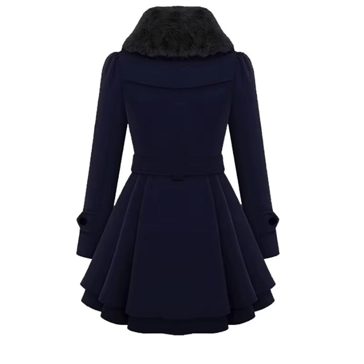 Cordelia™ | Faux-fur collar belted fit-and-flare coat