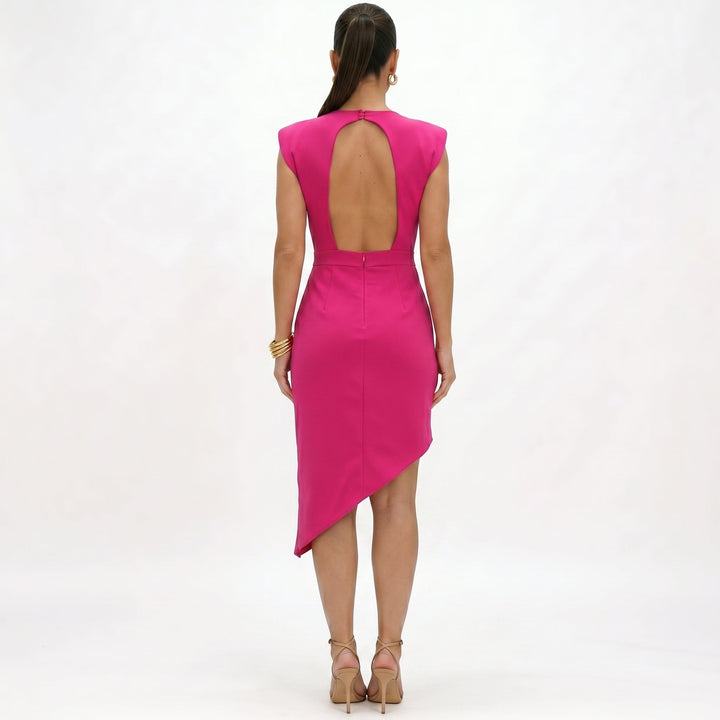 AURORA™ – Asymmetric Elegance Midi Dress
