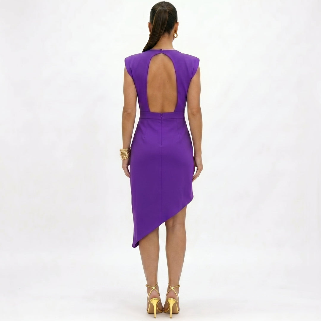 AURORA™ – Asymmetric Elegance Midi Dress