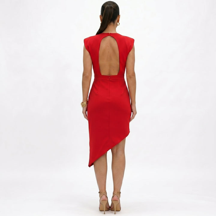 AURORA™ – Asymmetric Elegance Midi Dress