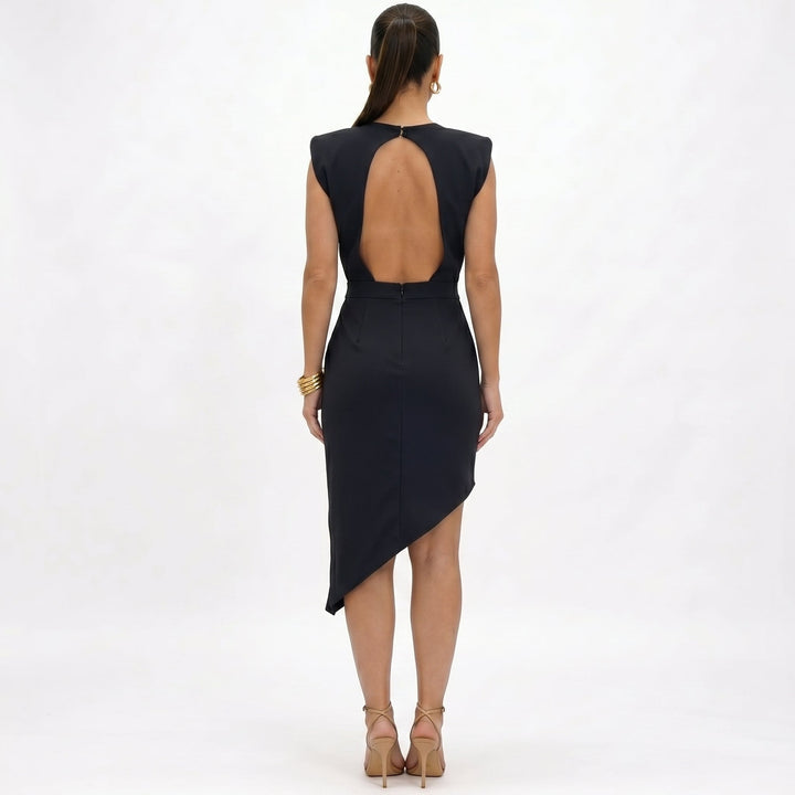 AURORA™ – Asymmetric Elegance Midi Dress