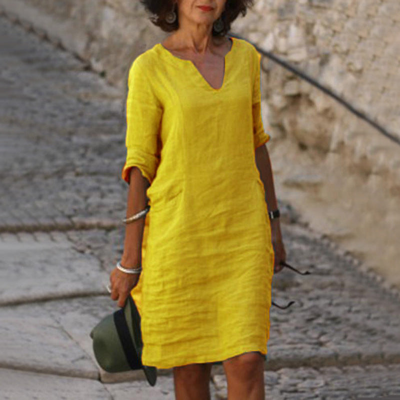 Emma | Women's Casual V-Neck Midi Dress