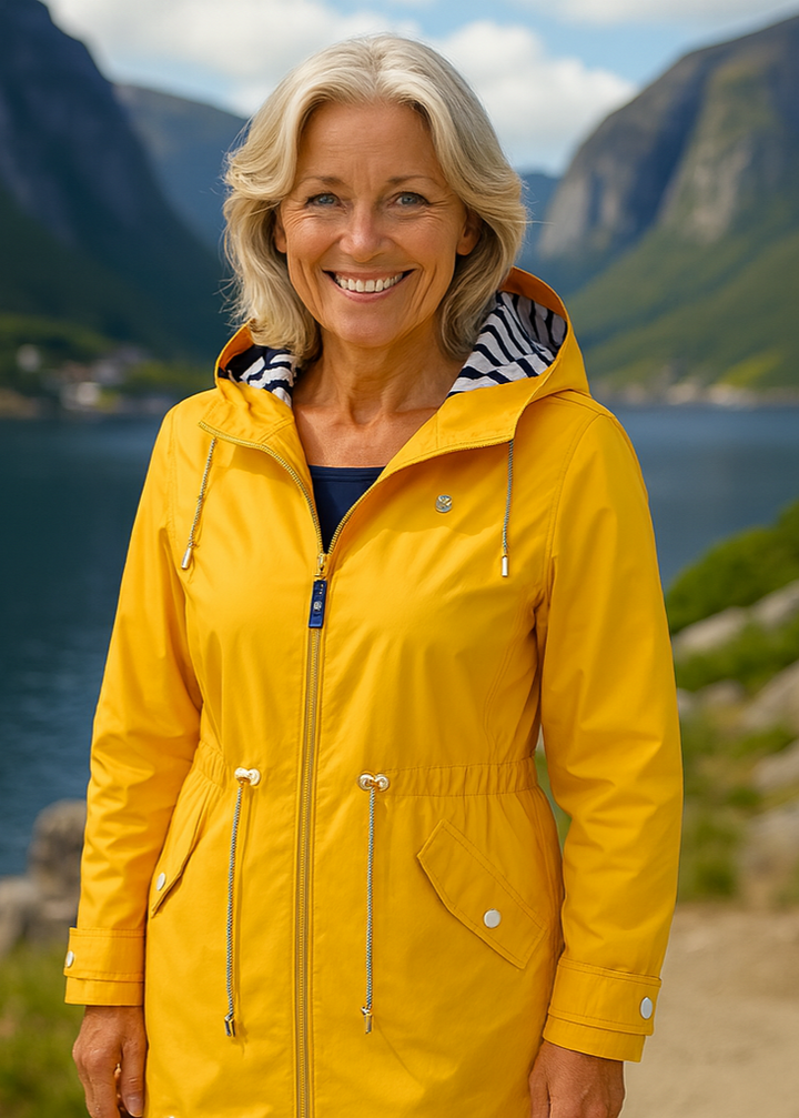 Rebecca™ | Striped-Lined Drawstring-Waist Hooded Parka Coat