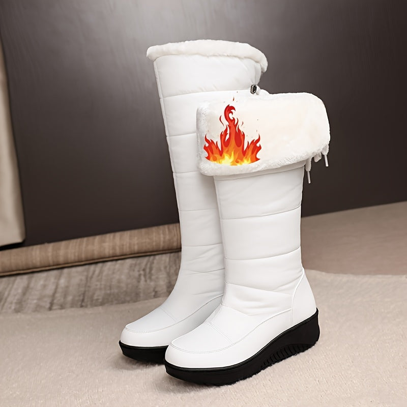 Caroline™ | Quilted faux-fur cuff knee-high snow boots