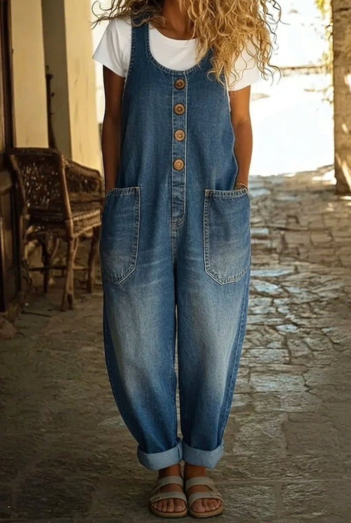 SAYLOR™ – Vintage Washed Cotton Denim Overalls