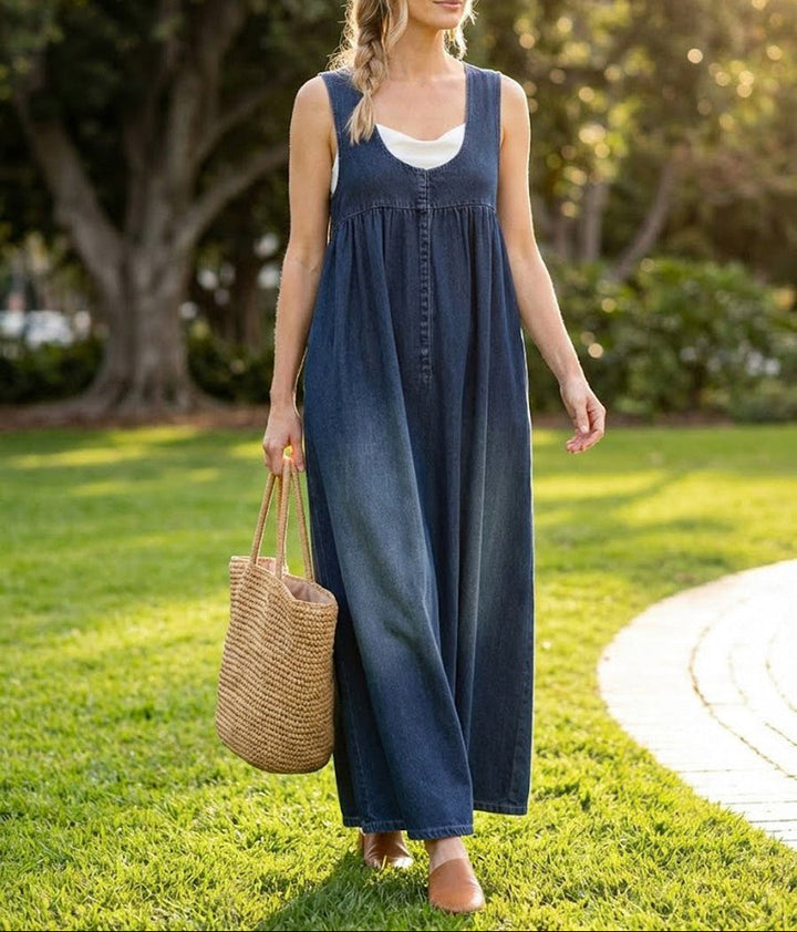 Karen | Vintage Washed Long Denim Dress