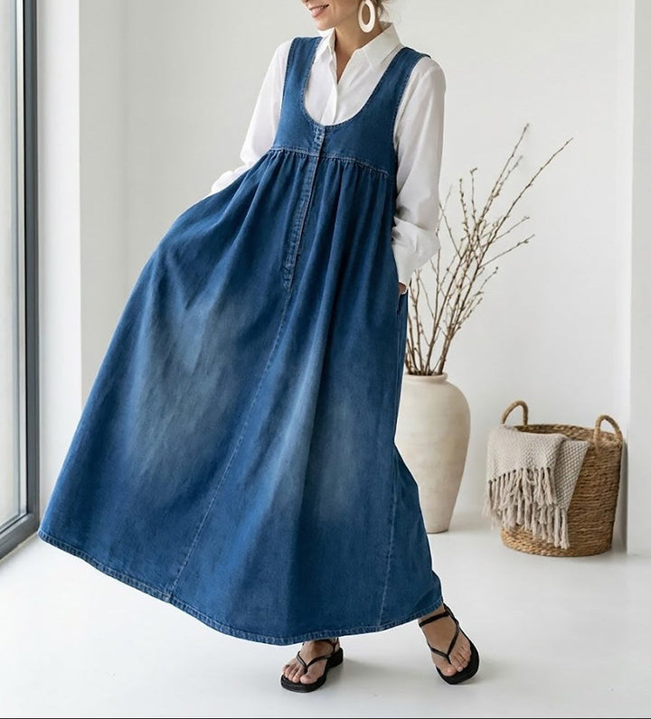 Karen | Vintage Washed Long Denim Dress