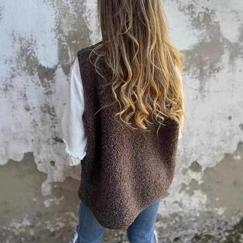 Ella™ | Teddy sherpa fleece button-front jacket