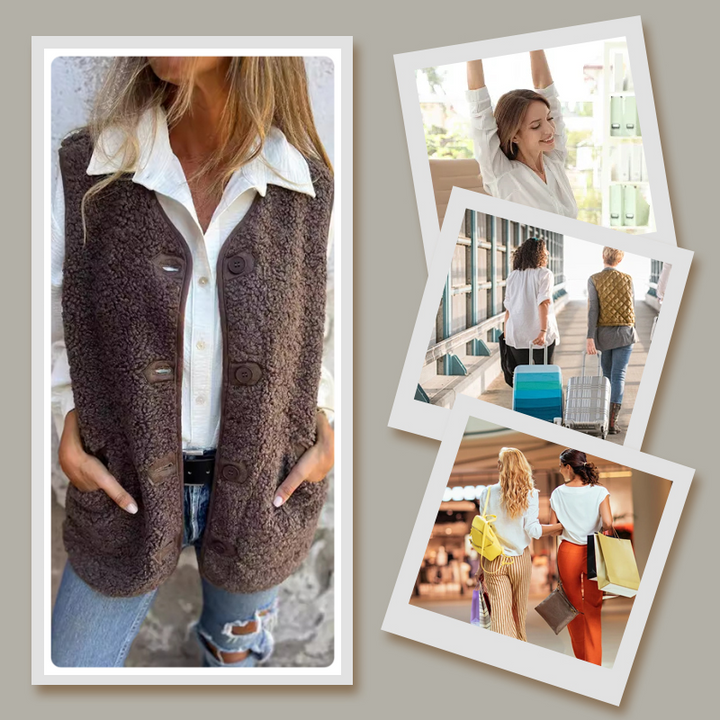Ella™ | Teddy sherpa fleece button-front jacket