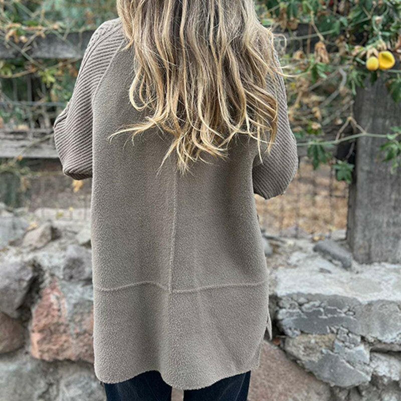 Manuela™ | Ribbed-Sleeve Double-Breasted Cardigan Coat