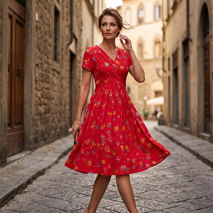 Livia Floral Twist-Waist Dress