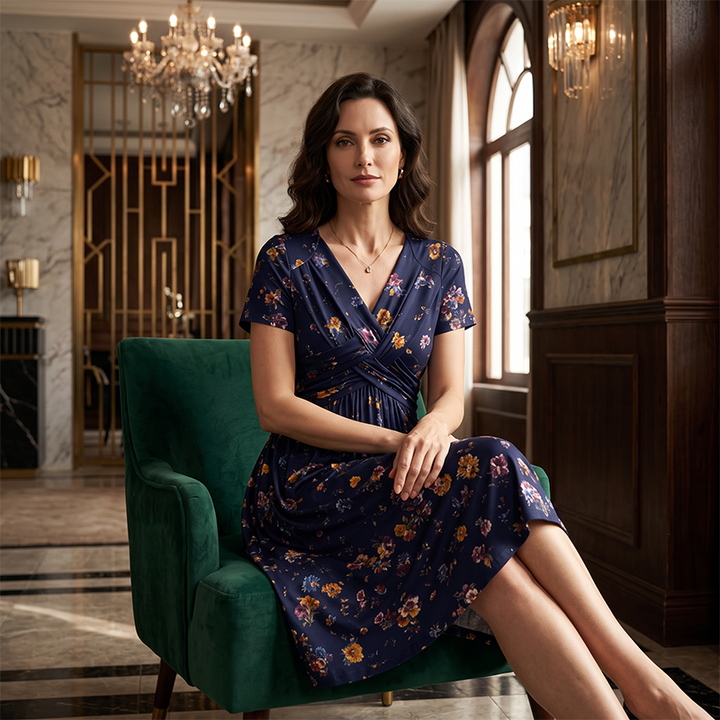 Livia Floral Twist-Waist Dress