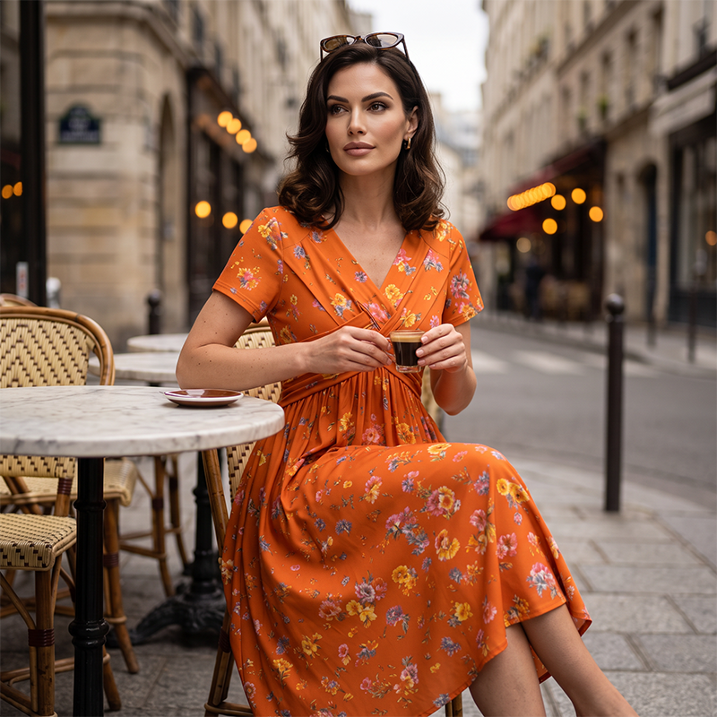 Livia Floral Twist-Waist Dress