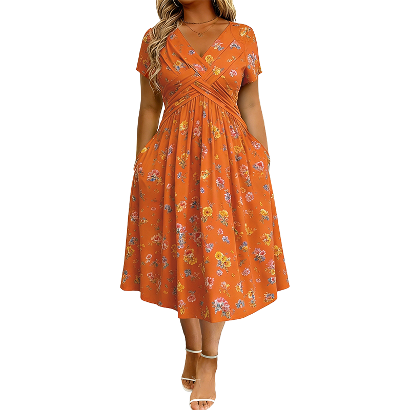 Livia Floral Twist-Waist Dress