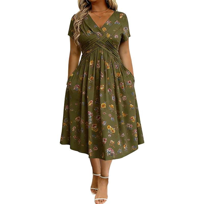 Livia Floral Twist-Waist Dress